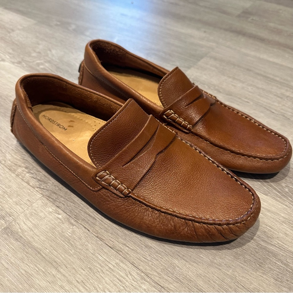 Nordstrom Brown Leather Slip-On Loafers - Picture 4 of 6